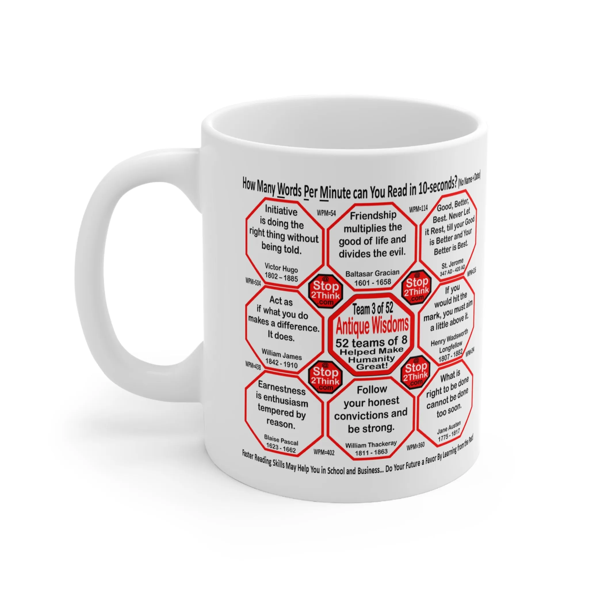 How Fast Can You Read Mug Wisdoms?   ...Teams 3 50 of 52   - Drink Wisely at Stop2Think.com
