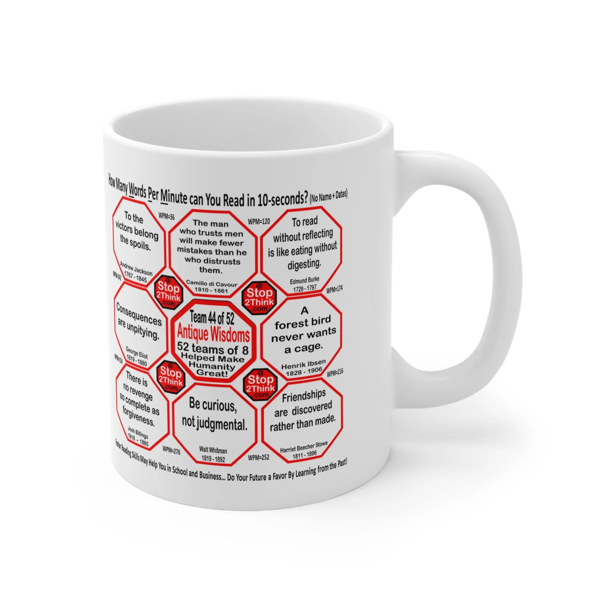 How Fast Can You Read Mug Wisdoms?   ...Teams 9 44 of 52   - Drink Wisely at Stop2Think.com