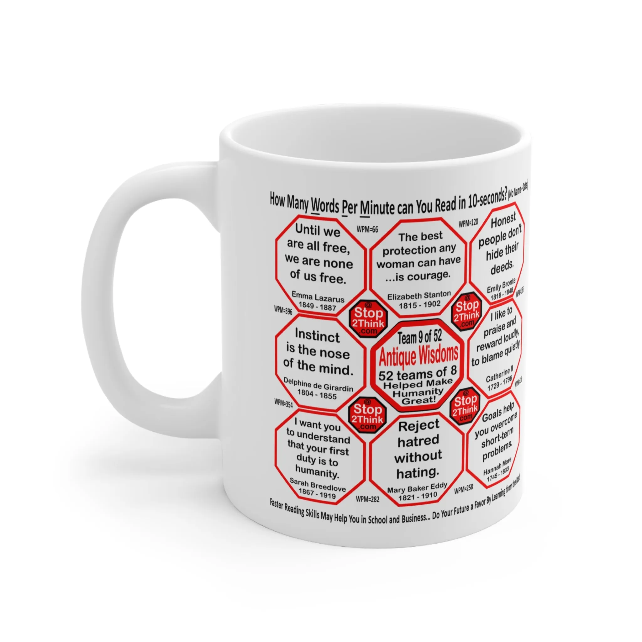How Fast Can You Read Mug Wisdoms?   ...Teams 9 44 of 52   - Drink Wisely at Stop2Think.com
