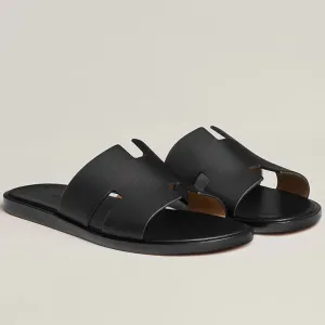 Imported & Stylish H Cut Style   Black Leather Slipper