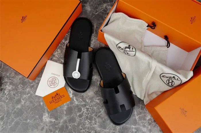 Imported & Stylish H Cut Style   Black Leather Slipper