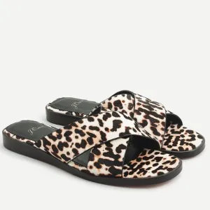 🆕{{J. Crew} Leopard Calf Hair Cross-Strap Sandals