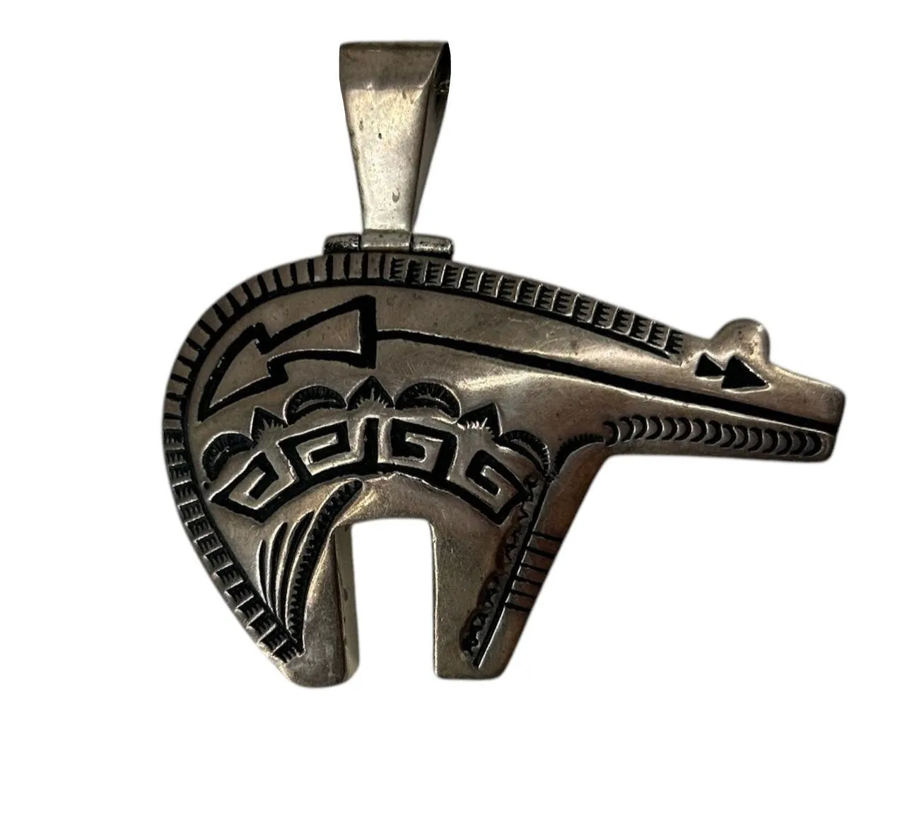 Jack & Mary Tom Navajo Sterling Silver Spirit Bear Necklace