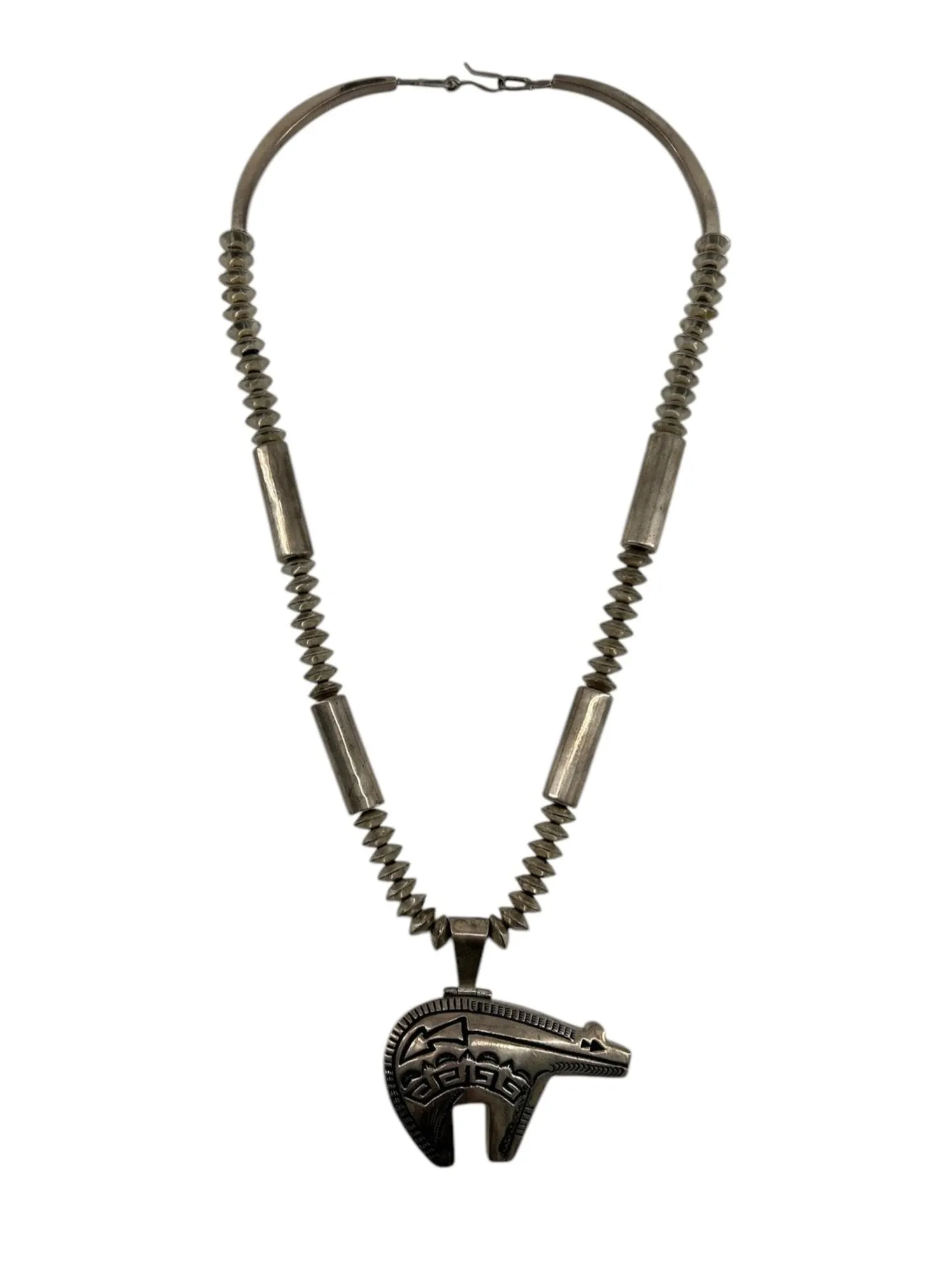Jack & Mary Tom Navajo Sterling Silver Spirit Bear Necklace