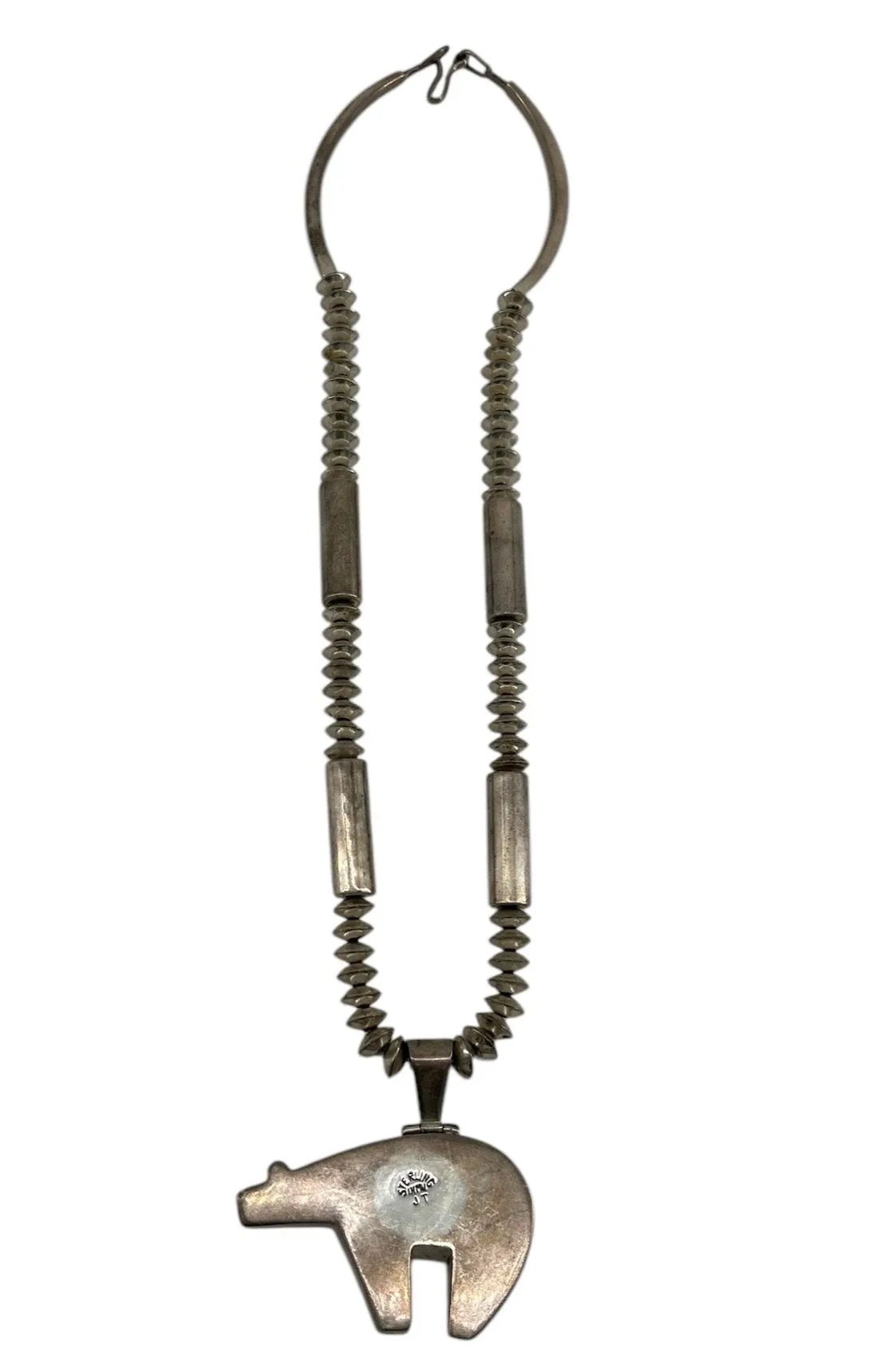 Jack & Mary Tom Navajo Sterling Silver Spirit Bear Necklace