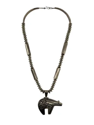 Jack & Mary Tom Navajo Sterling Silver Spirit Bear Necklace