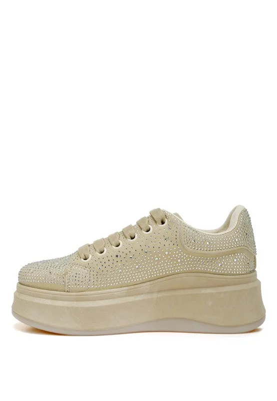 Jitter Bug Rhinestones Embellished Chunky Sneakers
