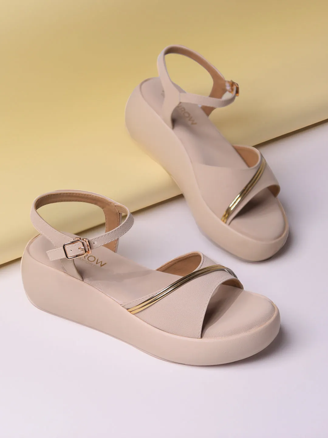 Kaylee Beige Flatform Heels