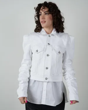 kelsey shirring denim jacket - white