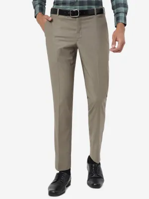 Khaki Solid Super Slim Fit Formal Trouser | JadeBlue