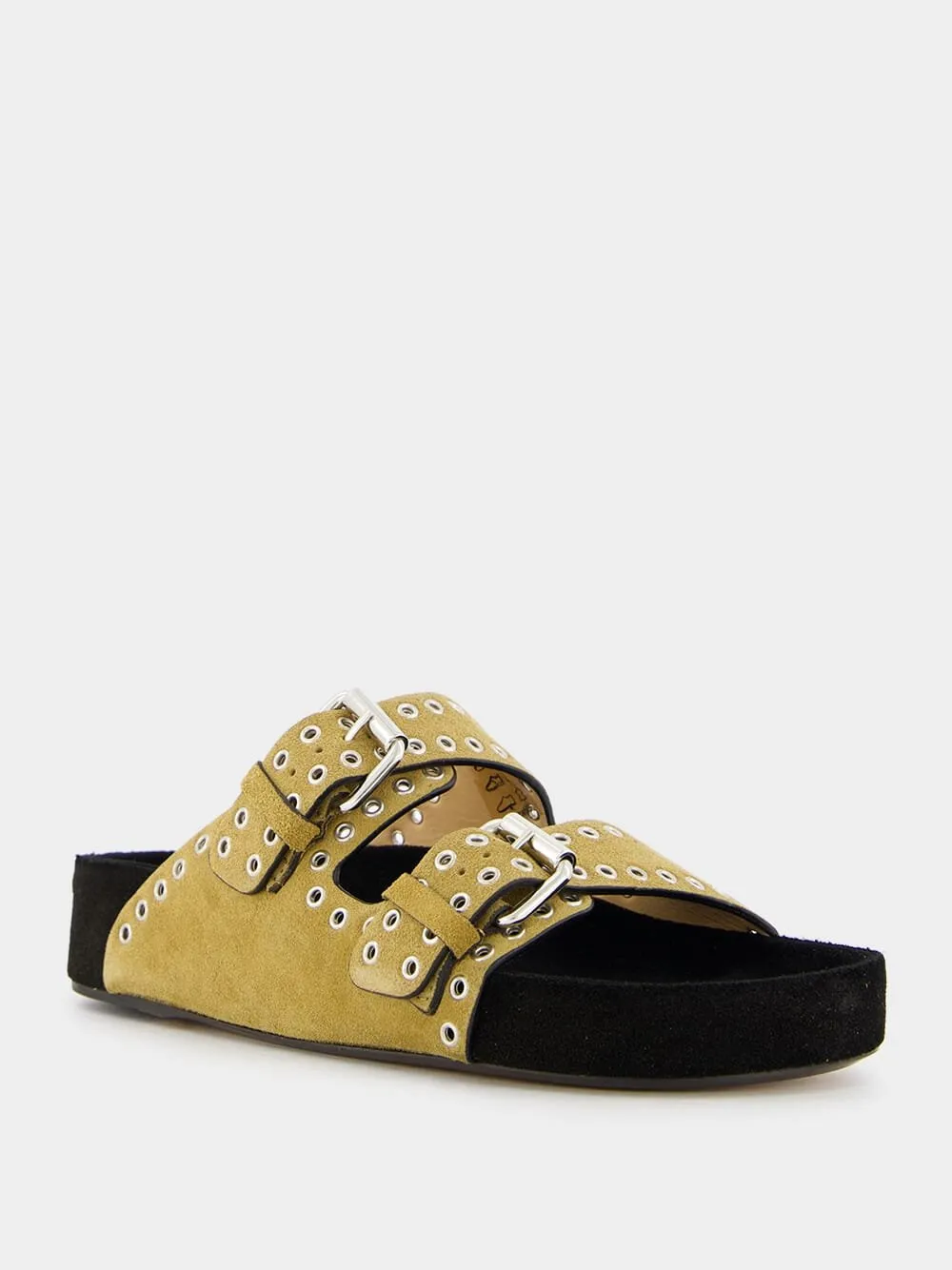 Lennyo Eyelet-Embellished Brown Sandals