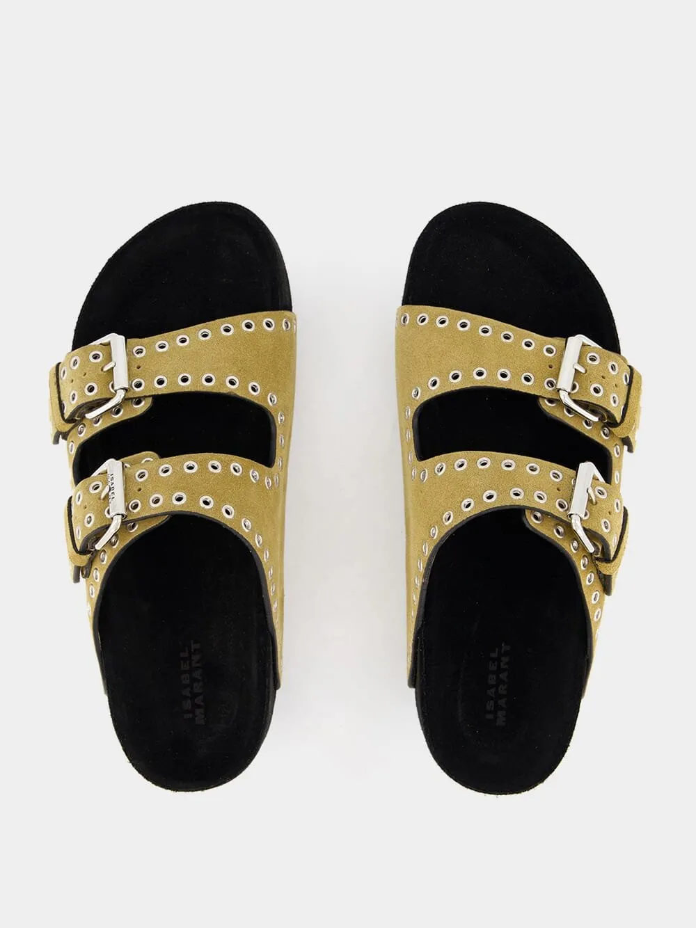 Lennyo Eyelet-Embellished Brown Sandals
