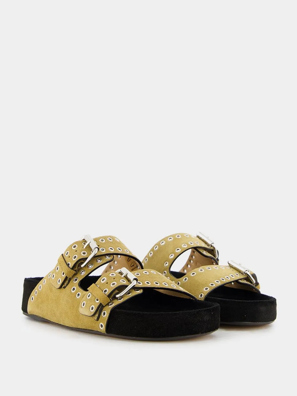 Lennyo Eyelet-Embellished Brown Sandals