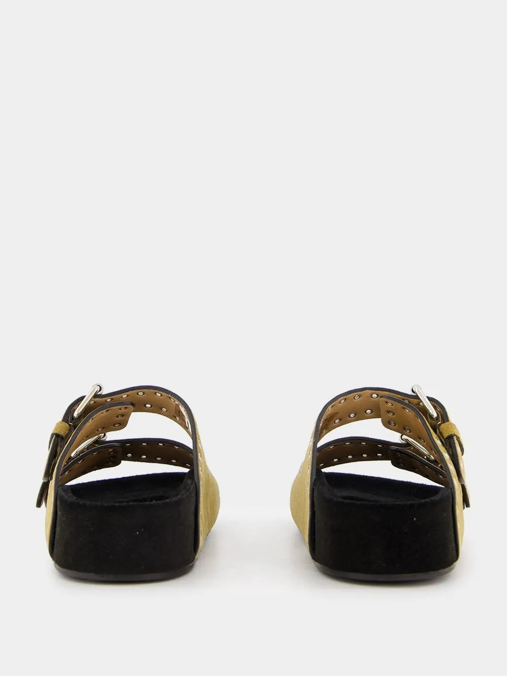 Lennyo Eyelet-Embellished Brown Sandals