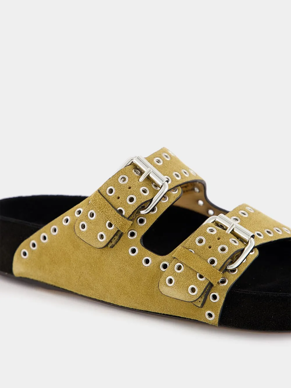 Lennyo Eyelet-Embellished Brown Sandals