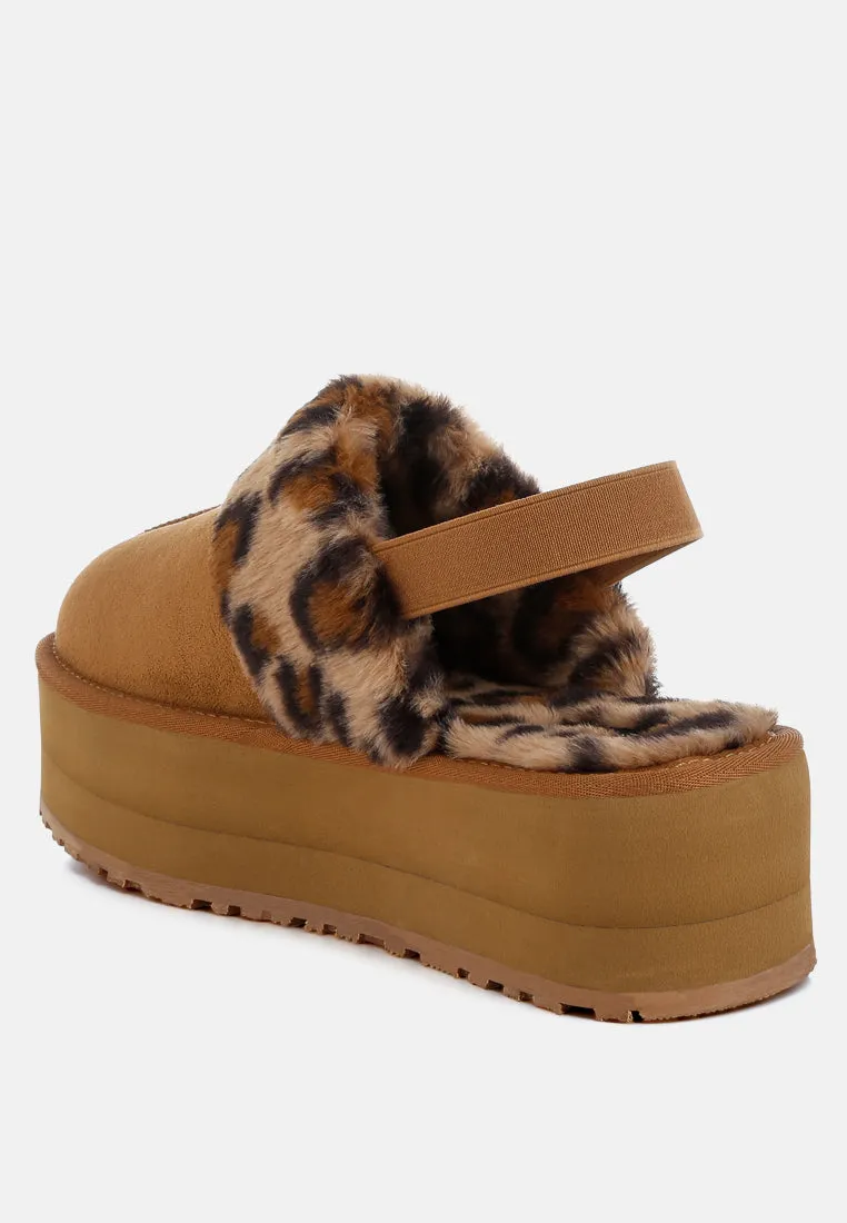 Leopard Faux Fur Platform Classic Slingback By RAG