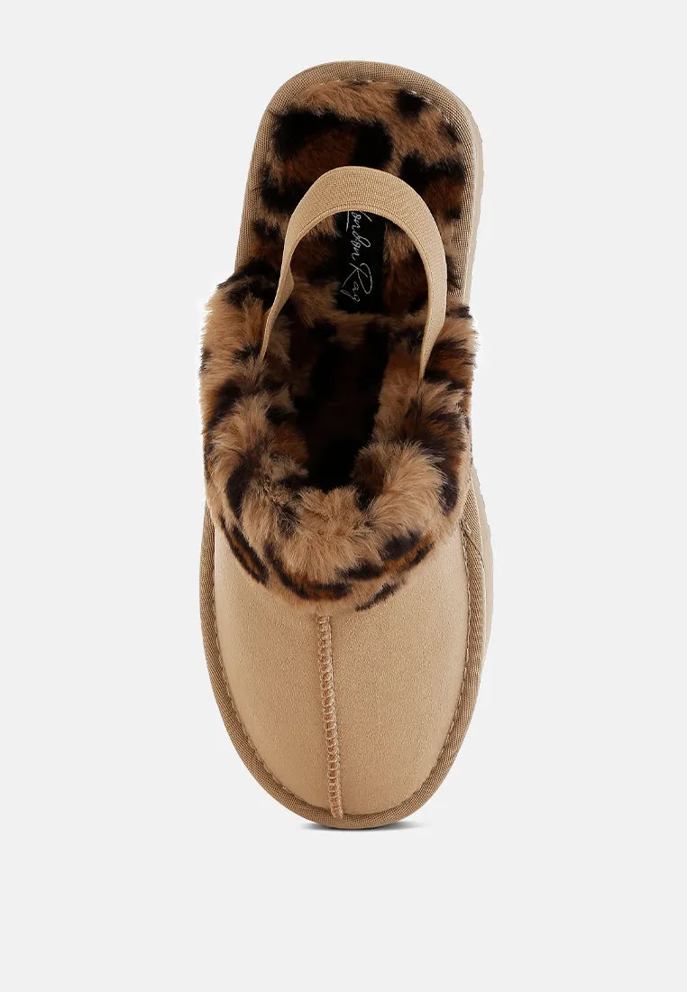 Leopard Faux Fur Platform Classic Slingback By RAG