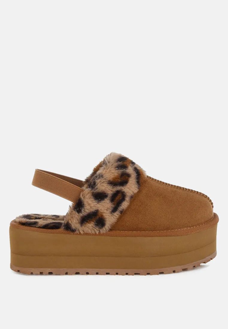 Leopard Faux Fur Platform Classic Slingback By RAG
