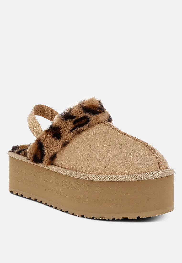 Leopard Faux Fur Platform Classic Slingback By RAG