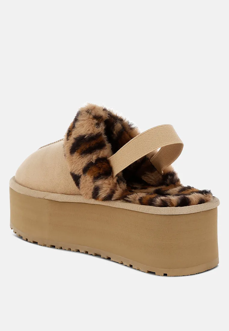 Leopard Faux Fur Platform Classic Slingback By RAG