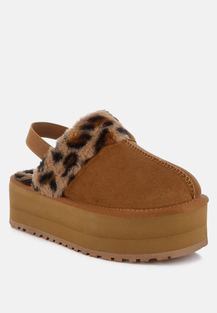 Leopard Faux Fur Platform Classic Slingback By RAG