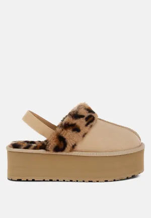 Leopard Faux Fur Platform Classic Slingback By RAG