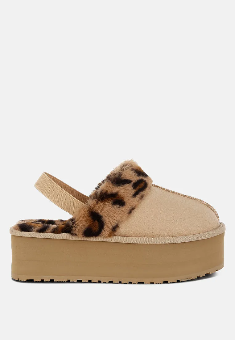 Leopard Faux Fur Platform Classic Slingback By RAG