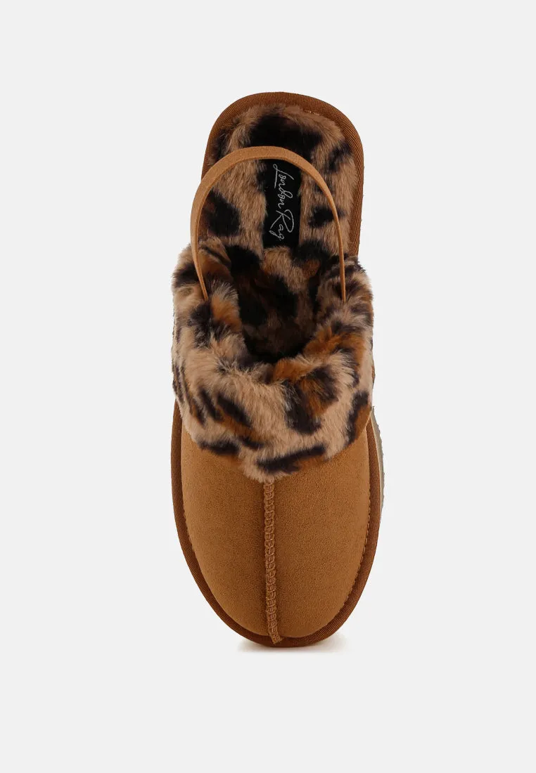 Leopard Faux Fur Platform Classic Slingback By RAG
