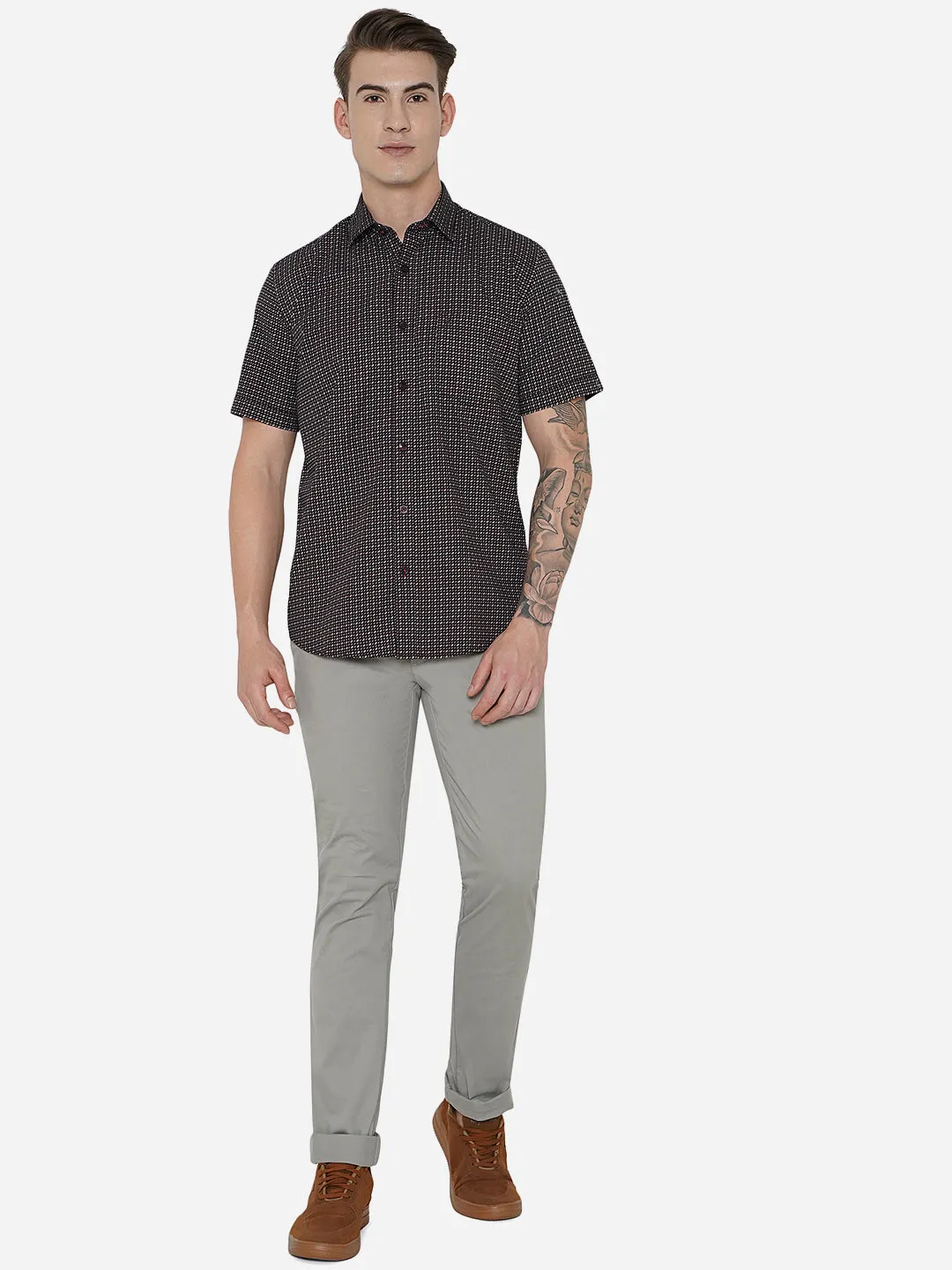 Light Grey Solid Uno Fit Casual Trouser | JadeBlue