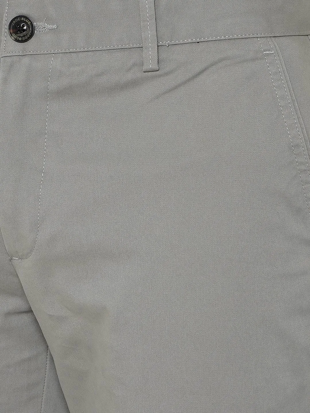 Light Grey Solid Uno Fit Casual Trouser | JadeBlue