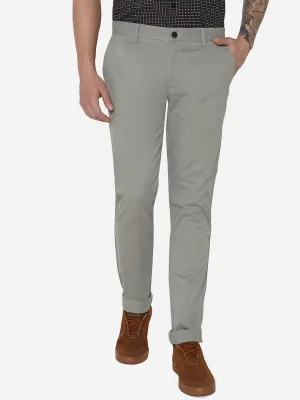 Light Grey Solid Uno Fit Casual Trouser | JadeBlue