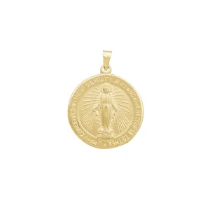 Lightweight Virgin Mary Round Pendant (14K)