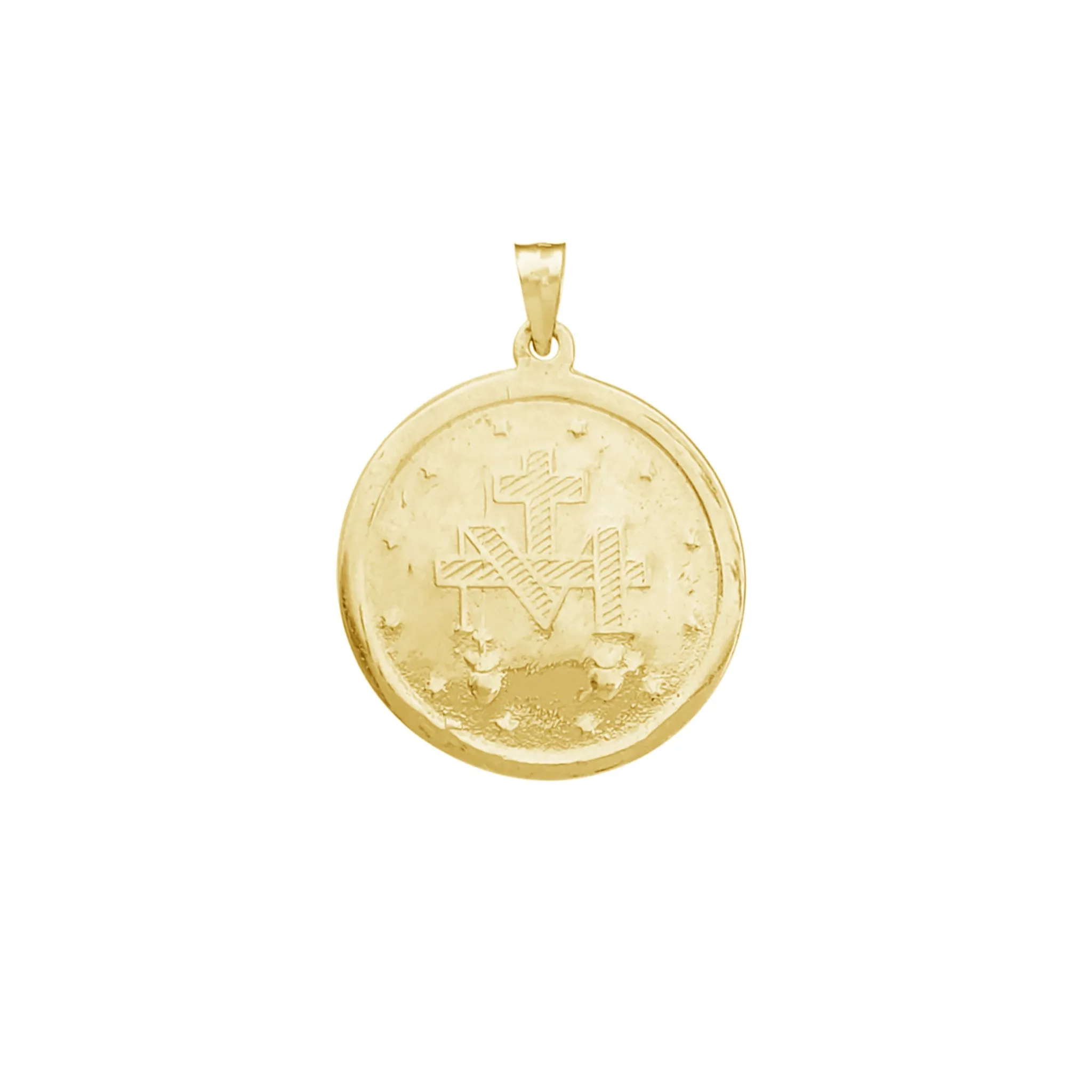 Lightweight Virgin Mary Round Pendant (14K)