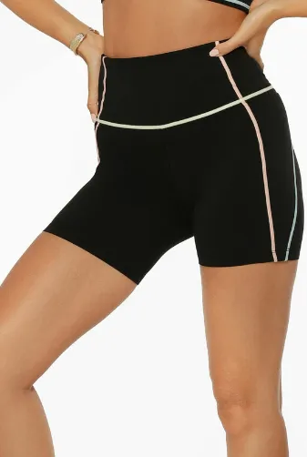 Lorna Jane Pastel Glow Recycled No Chafe Bike Short - Black