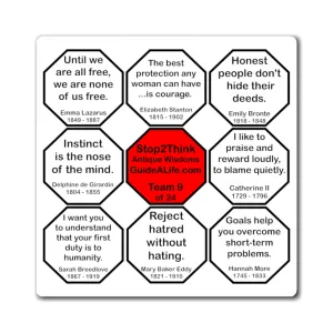 MagneticWisdom Team 9 of 24 - Wise Women -  Stop2Think Magnetic Rival Wisdoms GuideALife.com