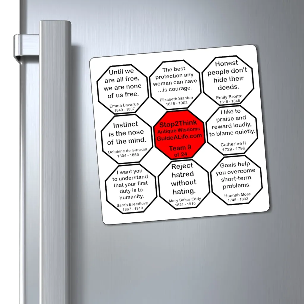 MagneticWisdom Team 9 of 24 - Wise Women -  Stop2Think Magnetic Rival Wisdoms GuideALife.com