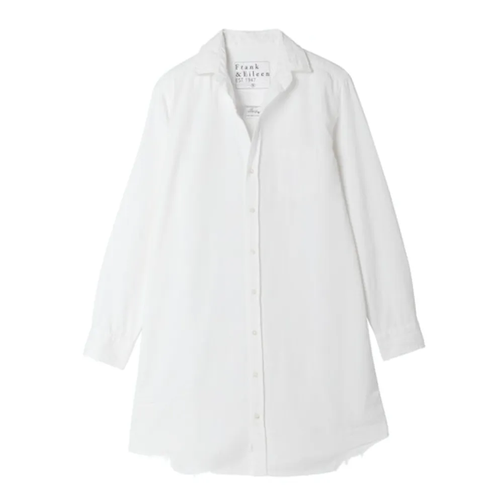 Mary Shirt Dress in White Tattered Denim