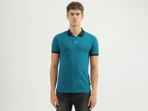 Men's Regular Fit Polo Neck Applique T-shirt