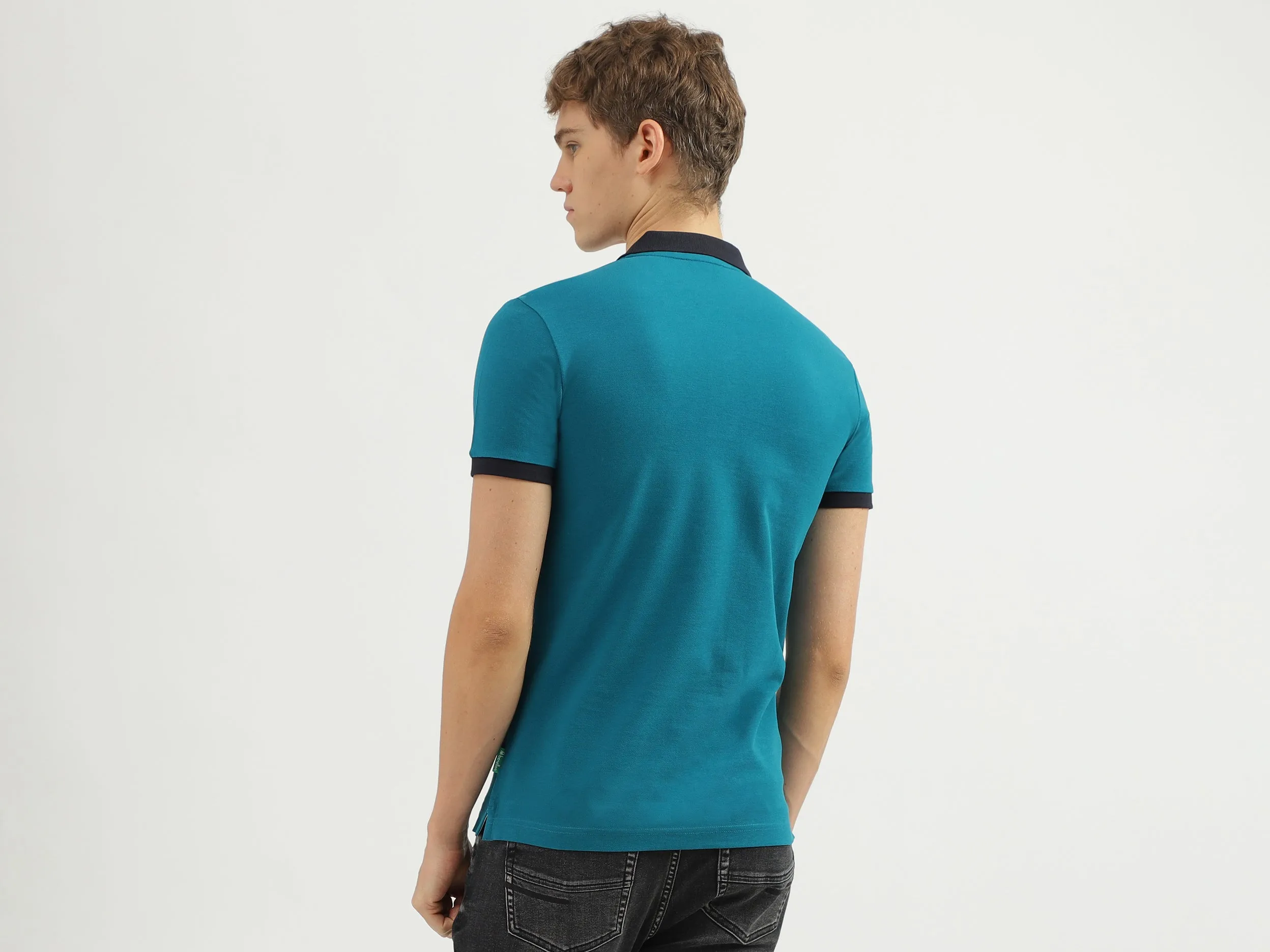 Men's Regular Fit Polo Neck Applique T-shirt