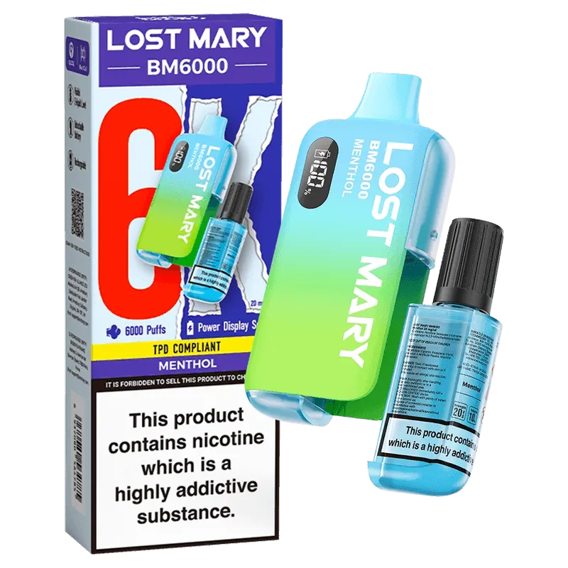 MENTHOL - LOST MARY BM6000 DISPOSABLE VAPE - 20MG(2%)