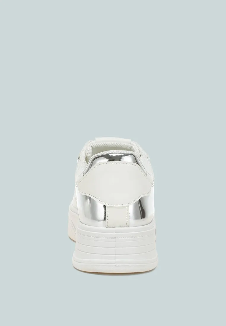 Metallic Paneling Platform Sneakers By MODE