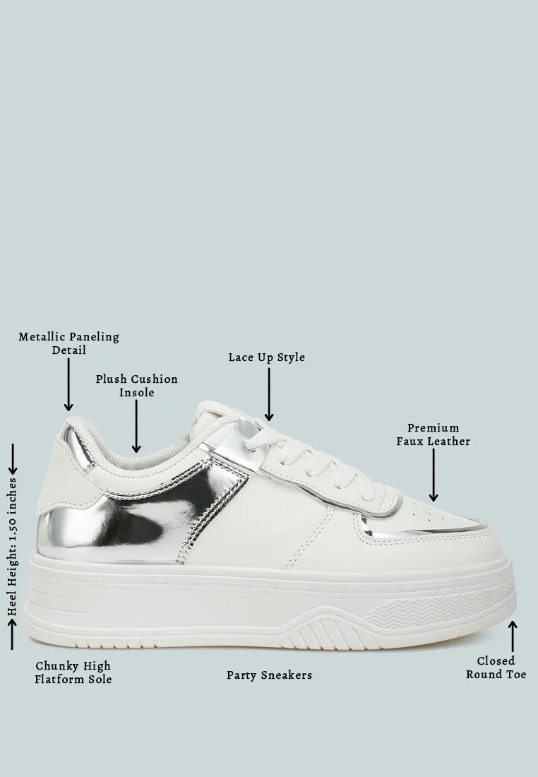 Metallic Paneling Platform Sneakers By MODE