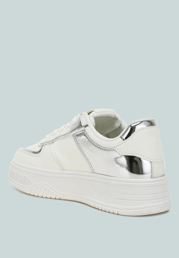 Metallic Paneling Platform Sneakers By MODE