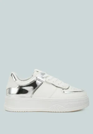 Metallic Paneling Platform Sneakers By MODE