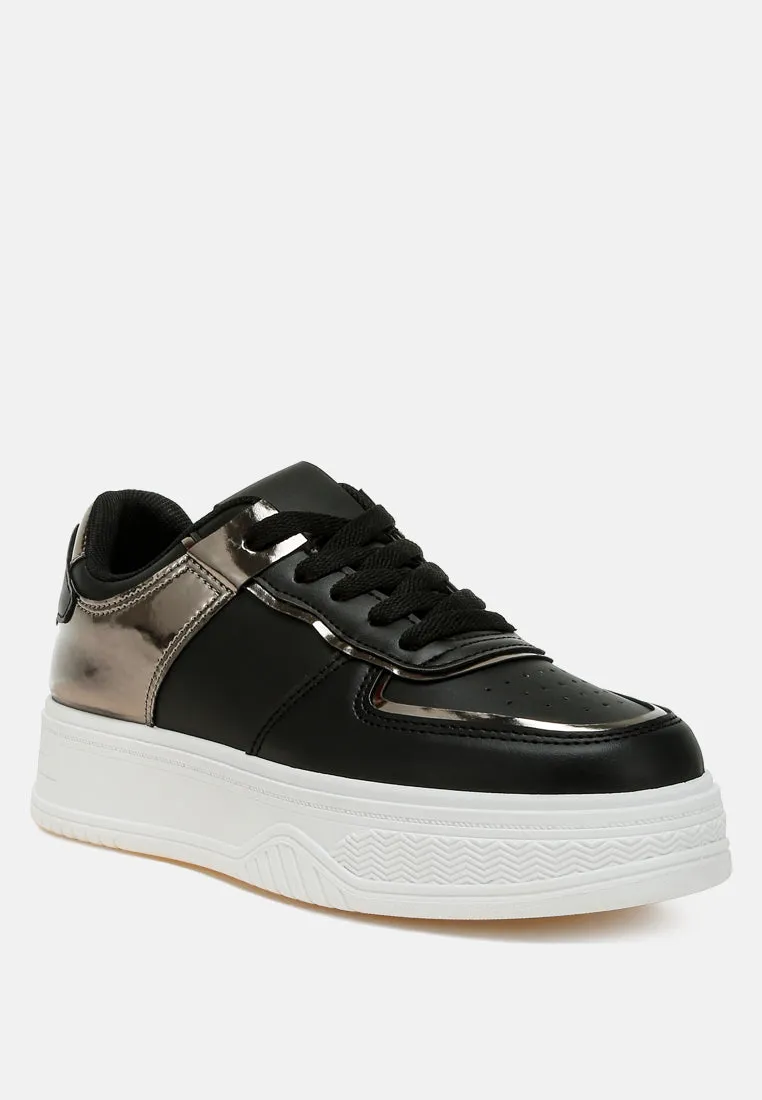 Metallic Paneling Platform Sneakers By MODE