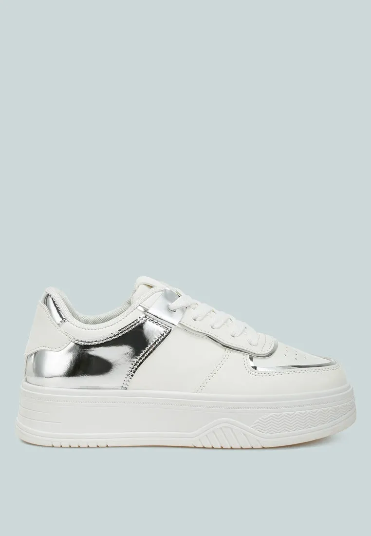 Metallic Paneling Platform Sneakers By MODE