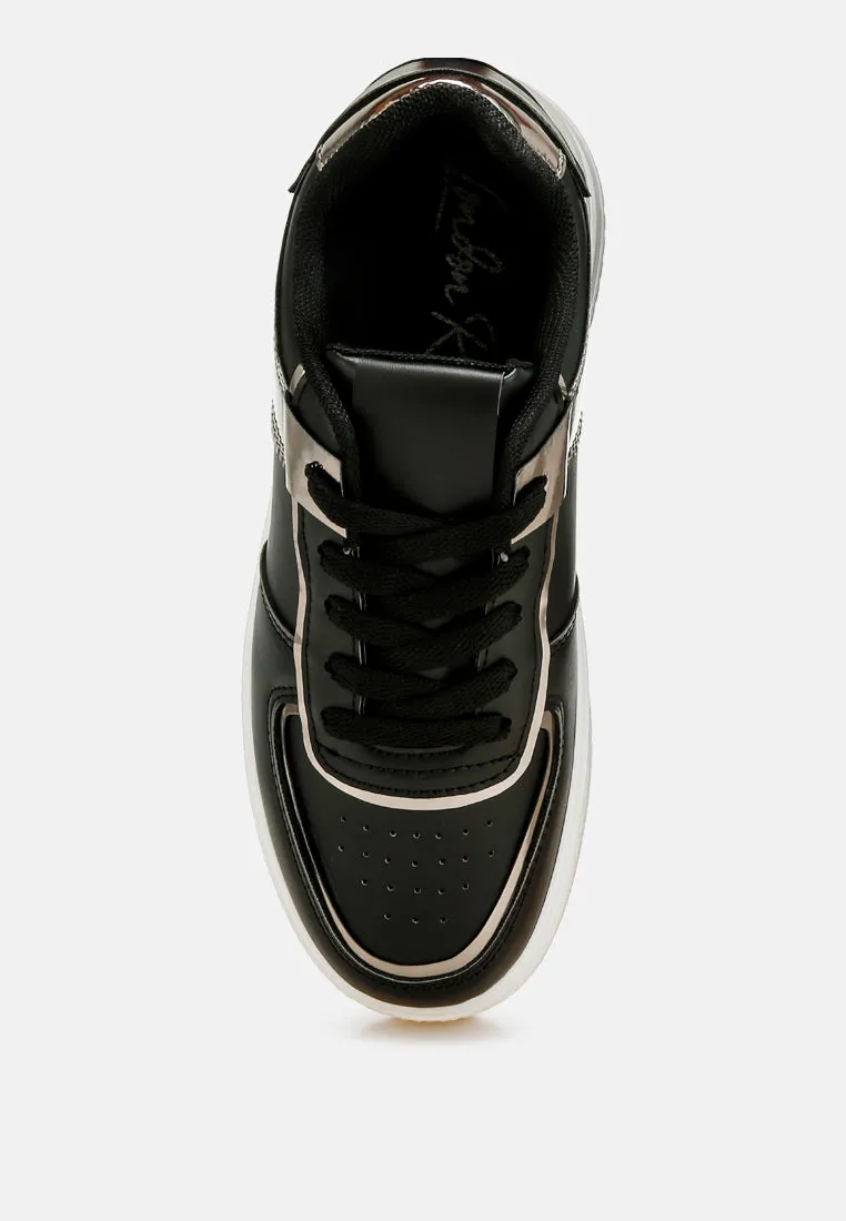 Metallic Paneling Platform Sneakers By MODE