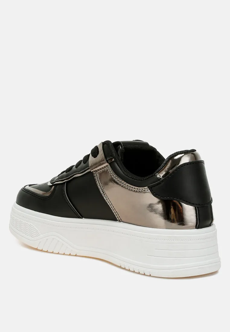 Metallic Paneling Platform Sneakers By MODE