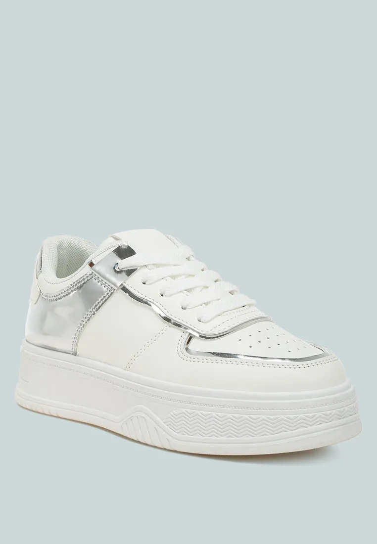 Metallic Paneling Platform Sneakers By MODE
