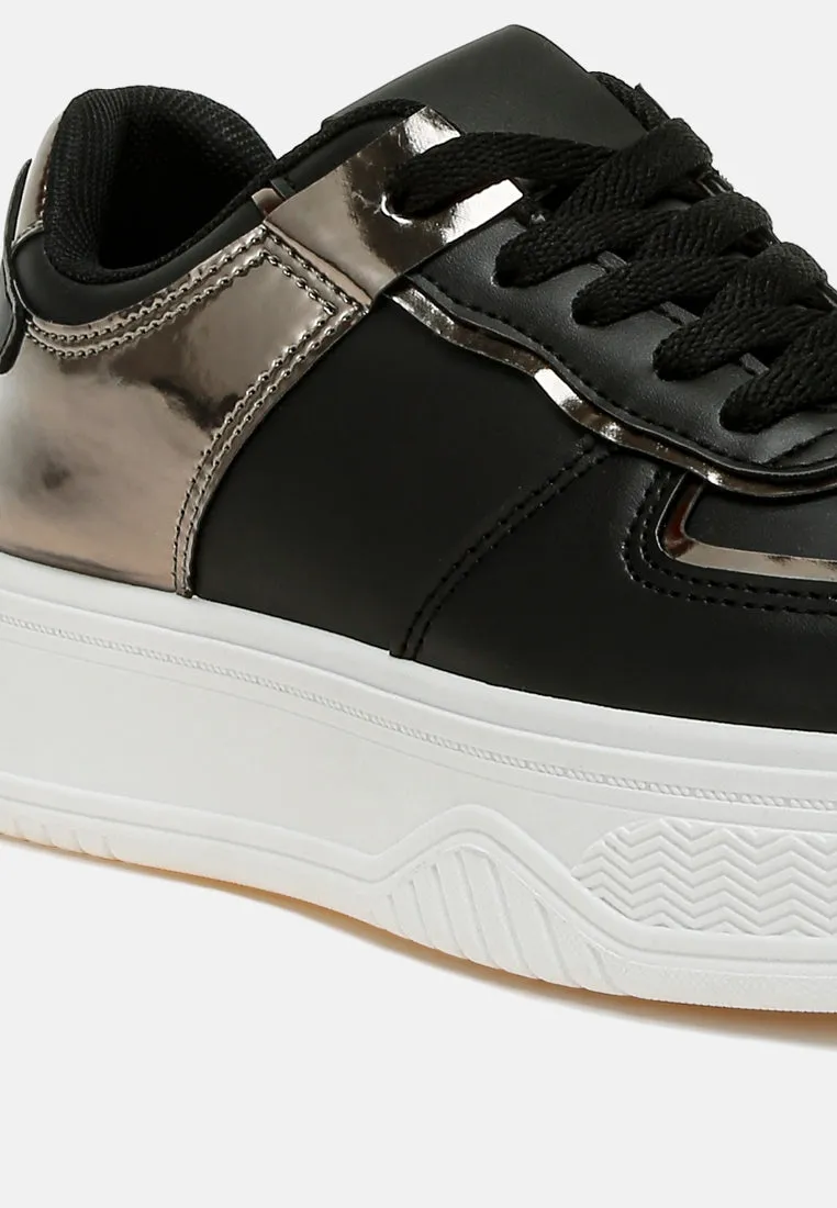 Metallic Paneling Platform Sneakers By MODE